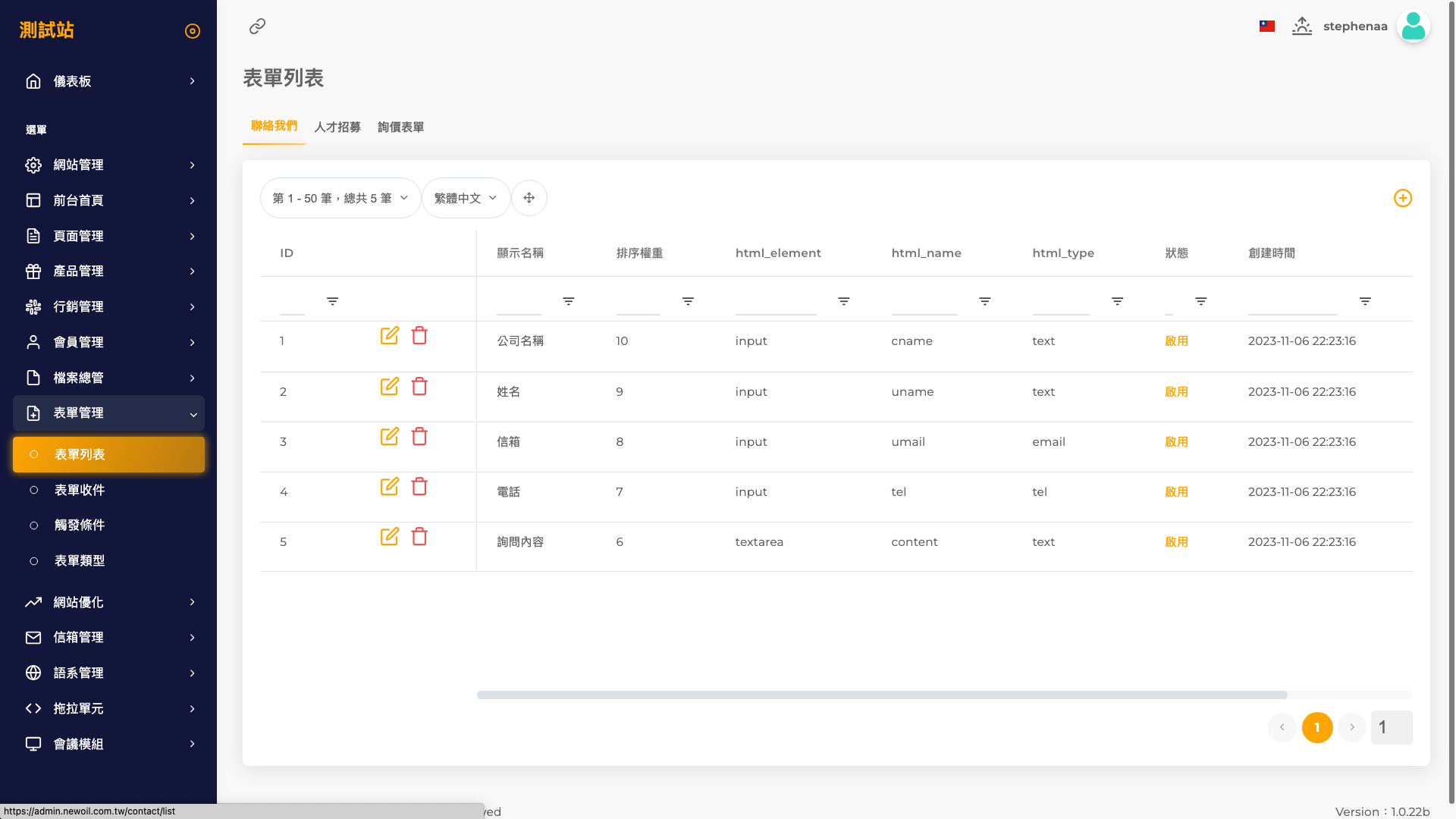 NEWOIL 3 後台管理介面